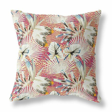 PALACEDESIGNS 16 in. Tropical Indoor & Outdoor Throw Pillow White Yellow & Red PA3095879